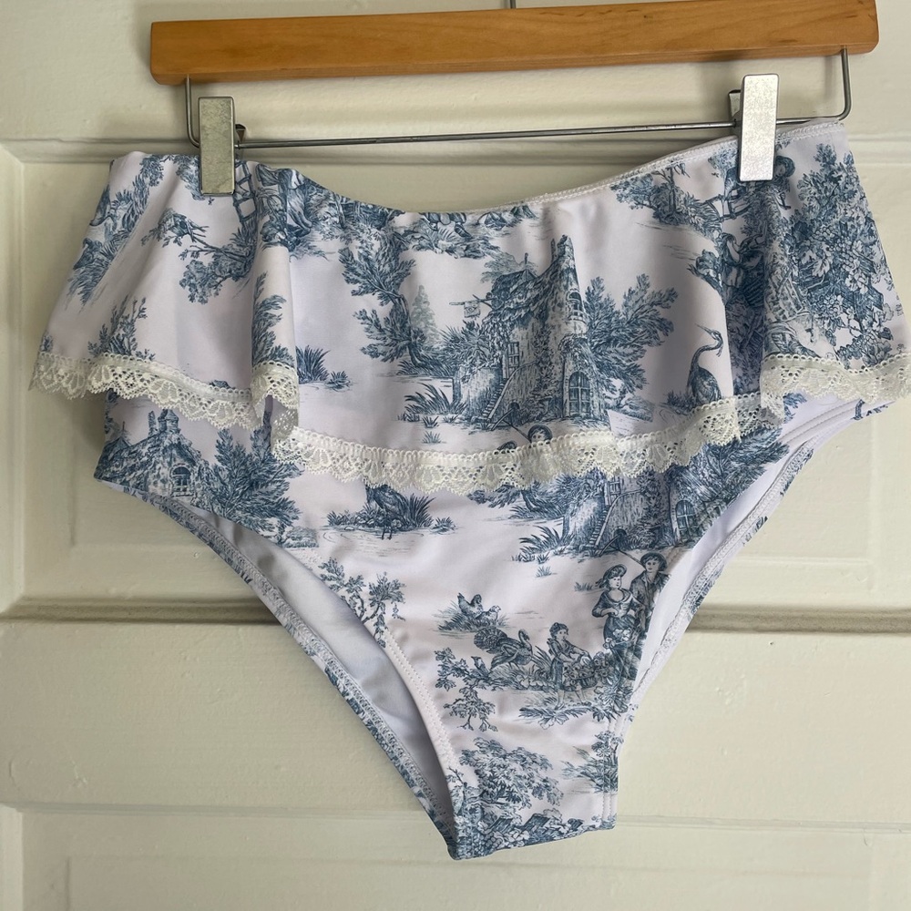 Cider Blue and White Bikini Bottom